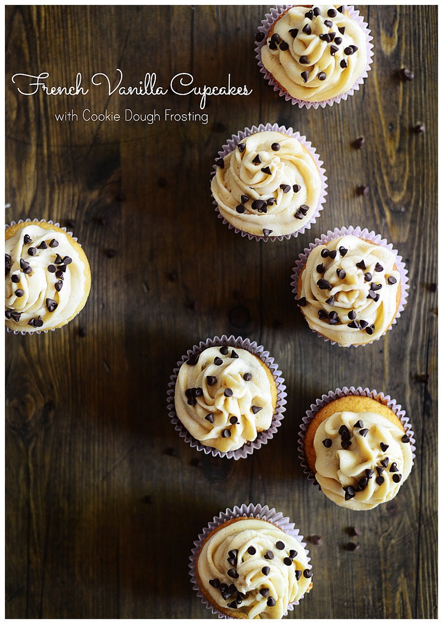 French Vanilla Cupcakes with Cookie Dough Frosting l by Fit, Fun & Delish!