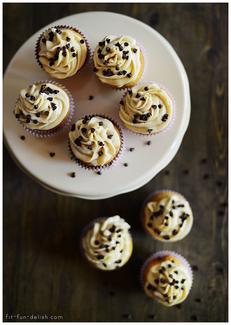 French Vanilla Cupcakes with Cookie Dough Frosting