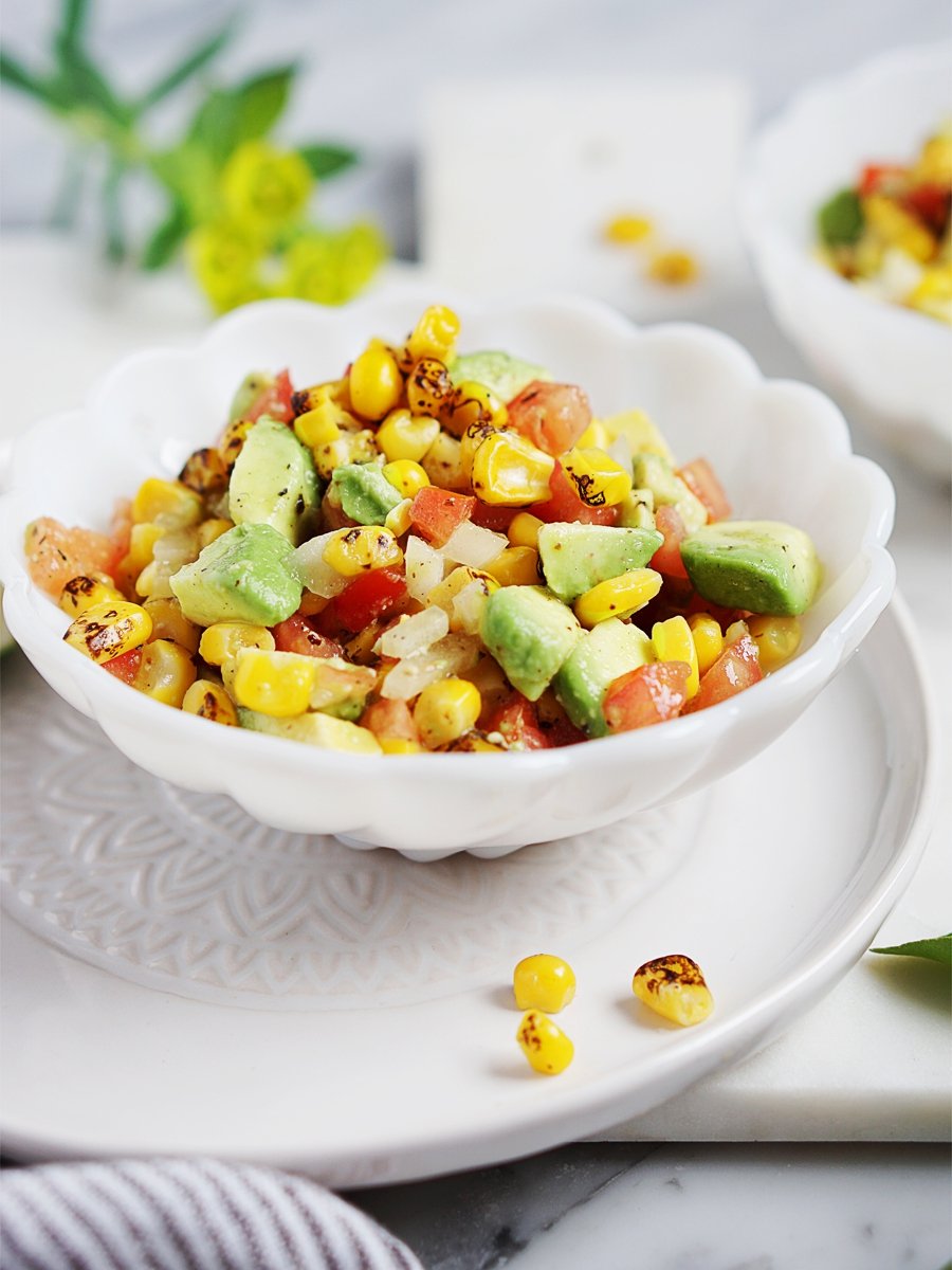 Mexican Corn Salsa with avocados and tomatoes