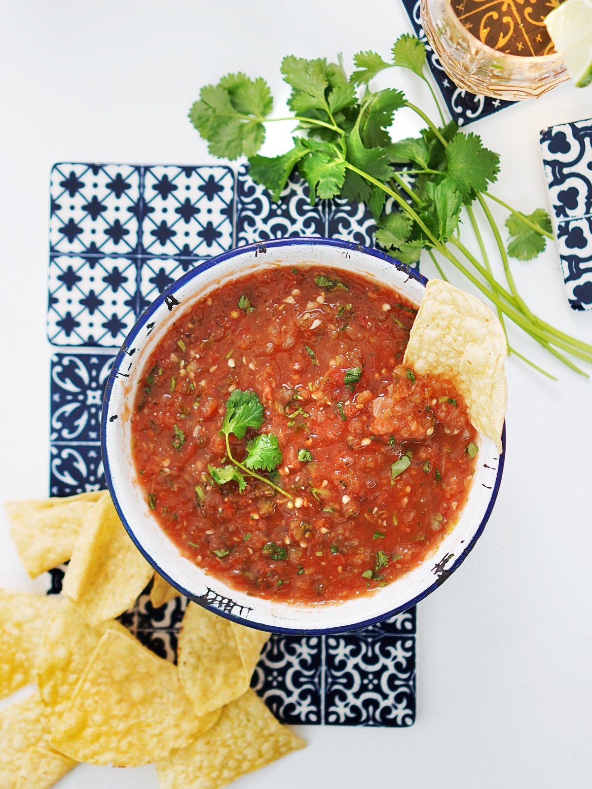 Salsa Mexicana served in a white bowl