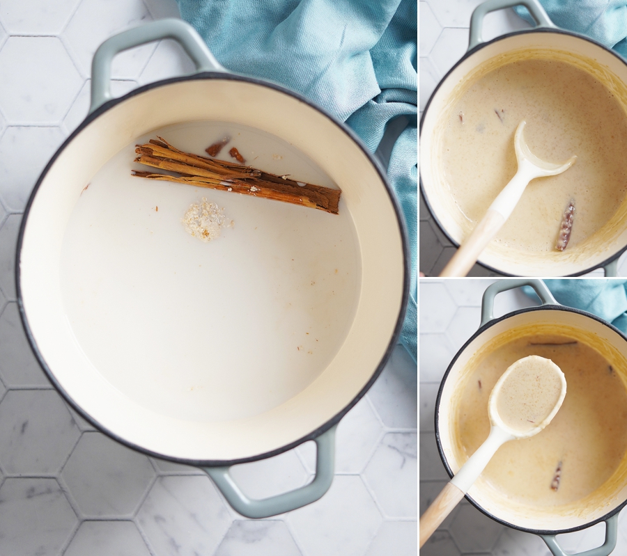 Process images on cooking oatmeal in a medium saucepan