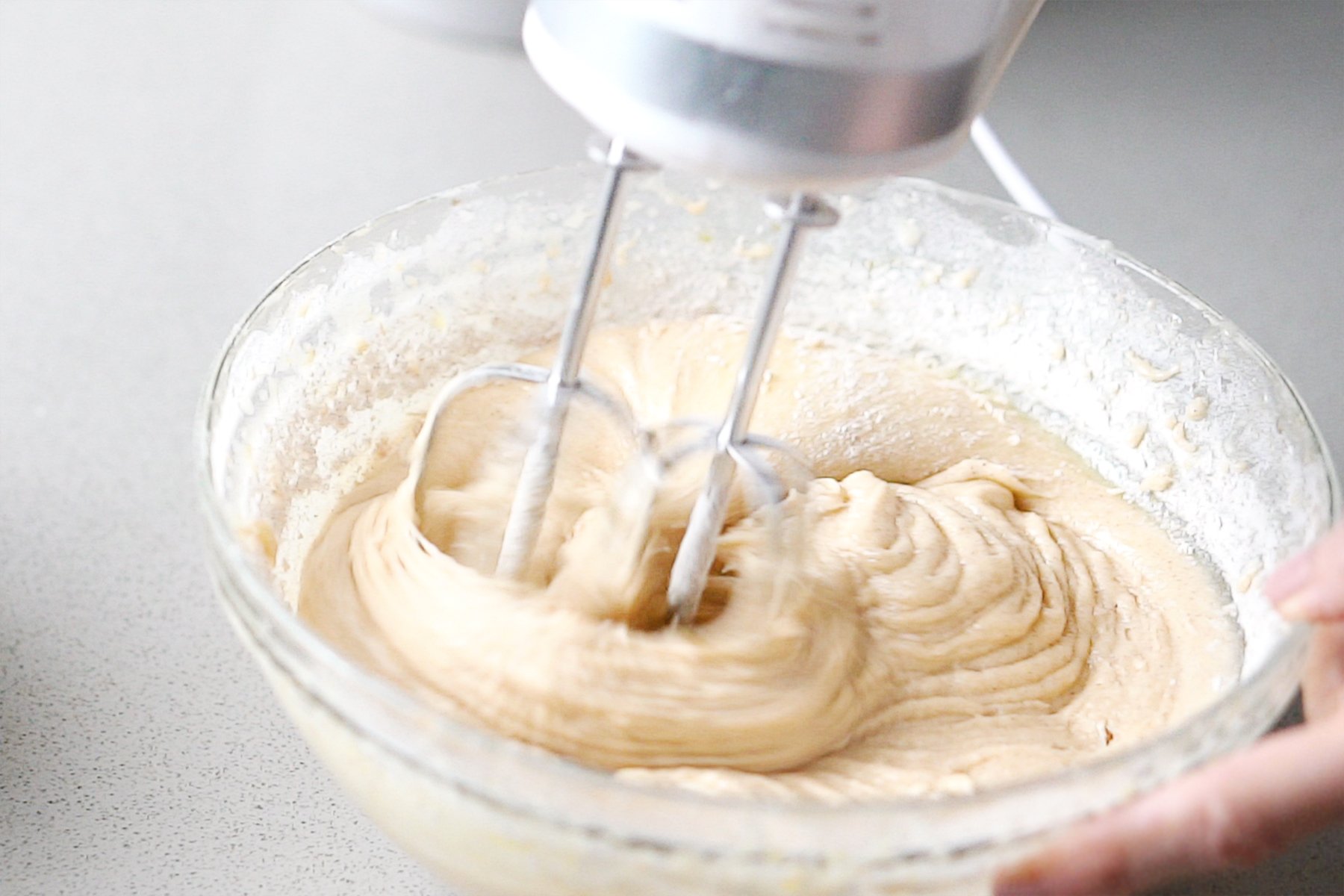 Mixing batter with a hand mixer