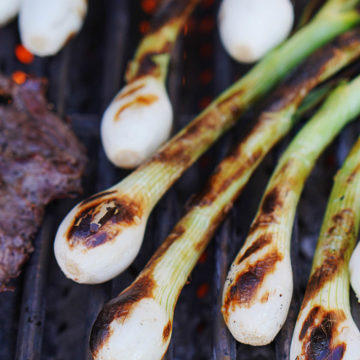 Cebollitas on the grill with grill marks