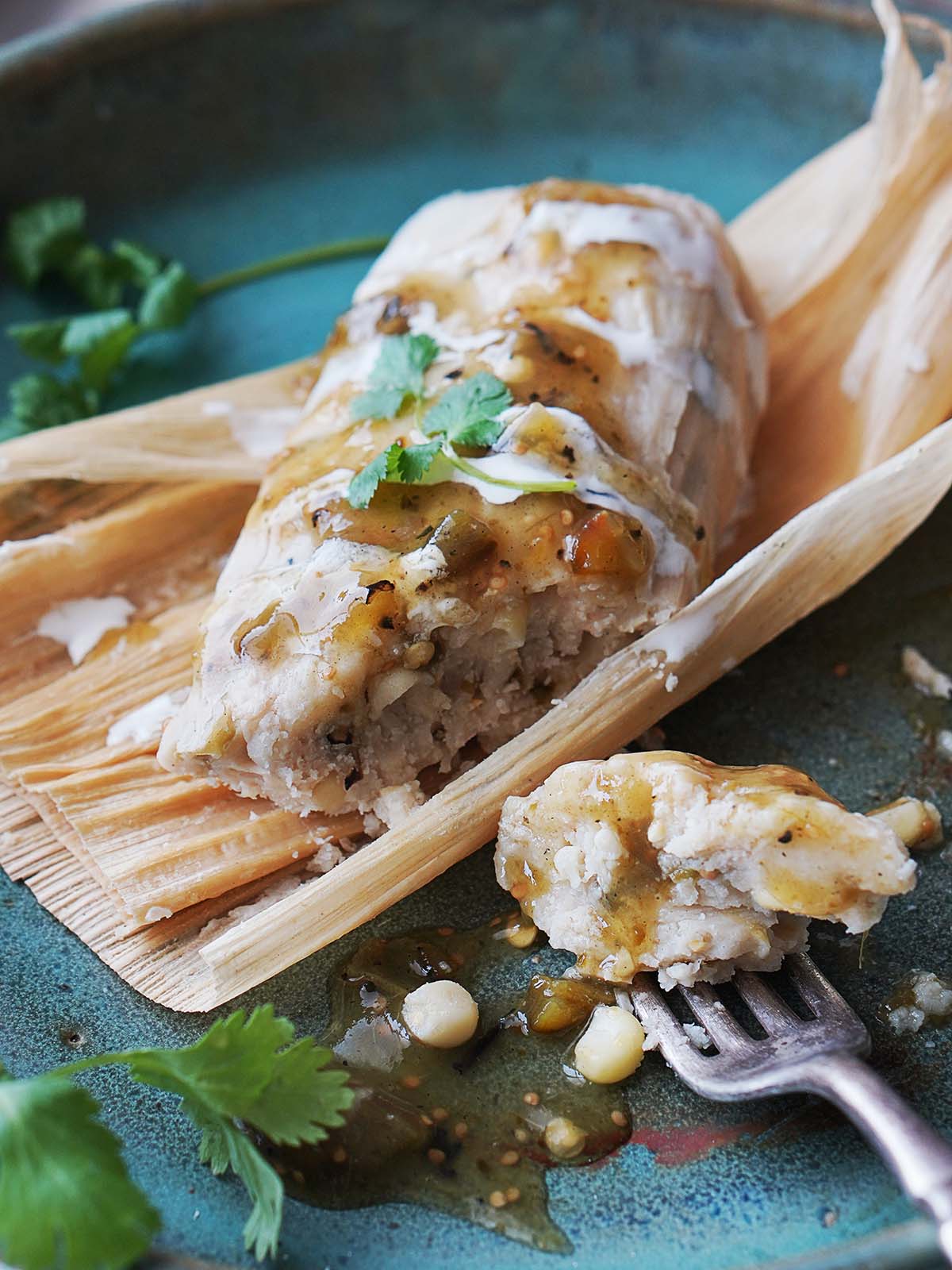 Tamales Verdes with Green Chile, Corn & Cheese