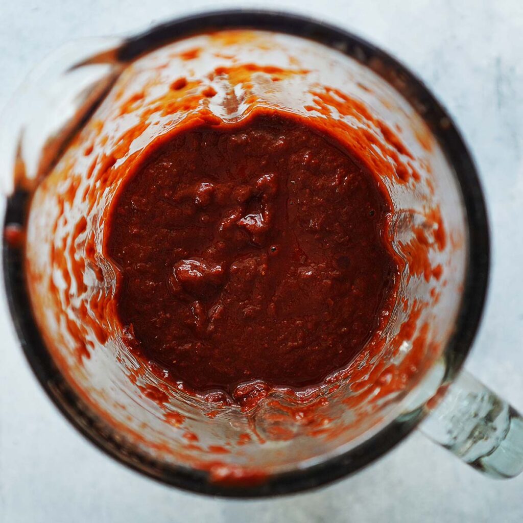 Enchilada sauce in a blender