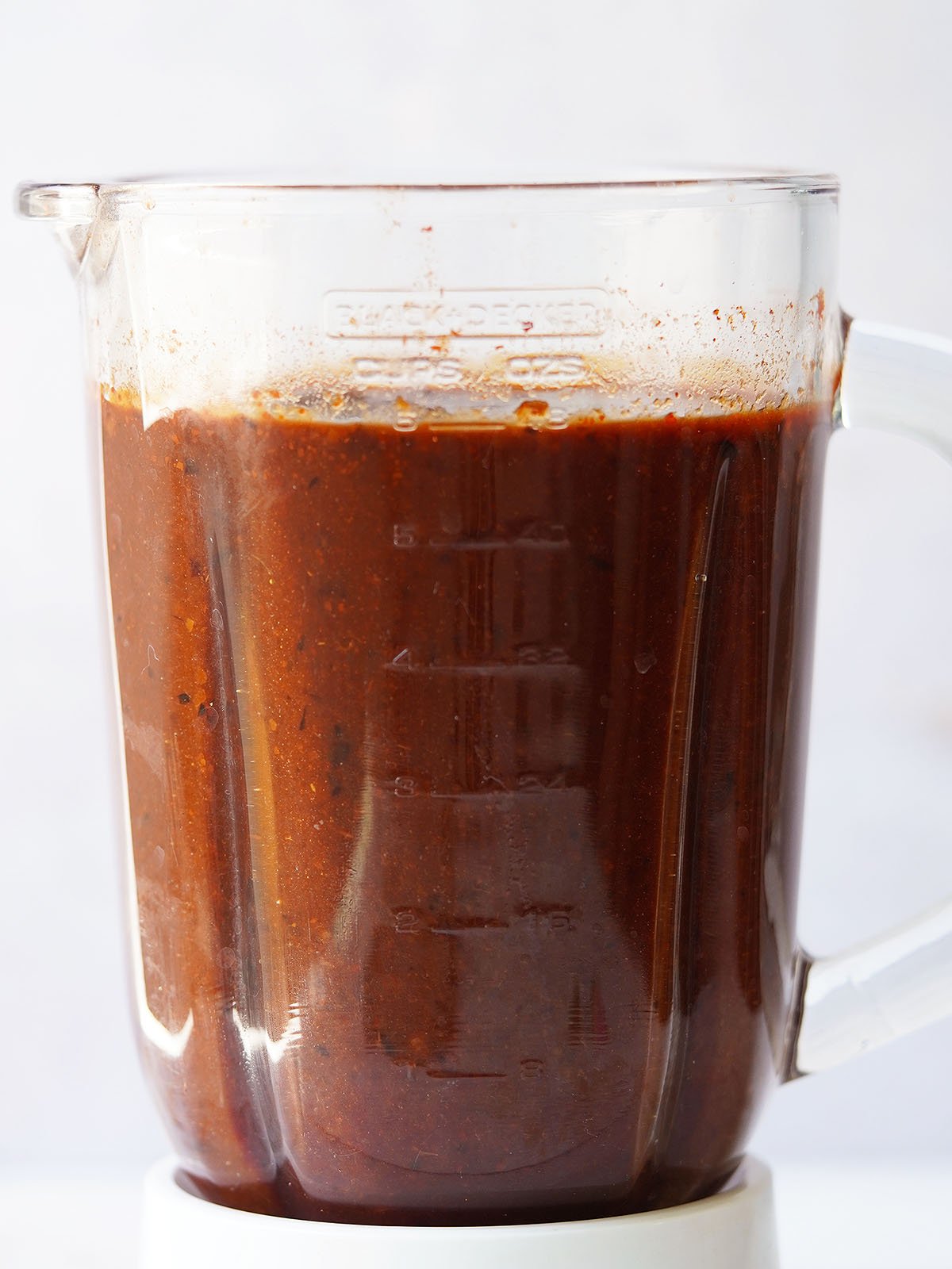 Mixing chamoy in a blender.