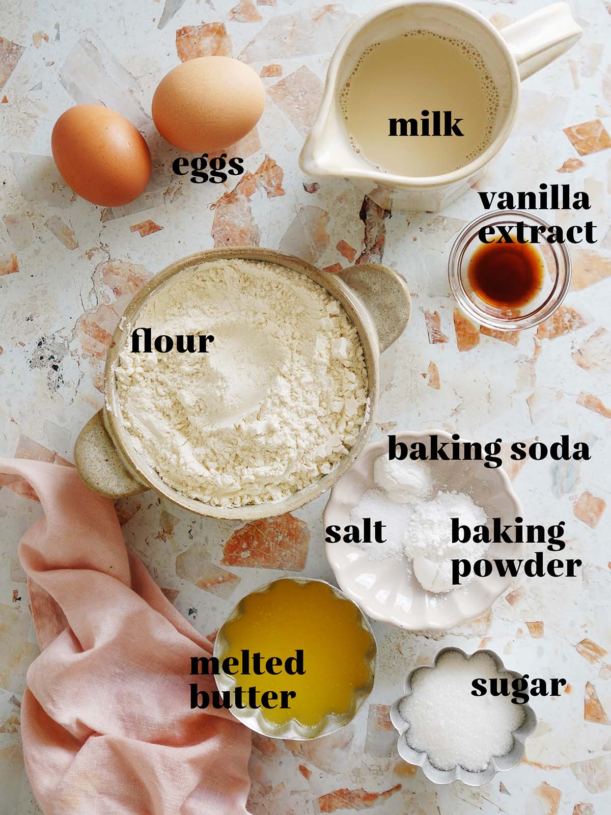 The ingredients for this recipe on a stone backdrop.