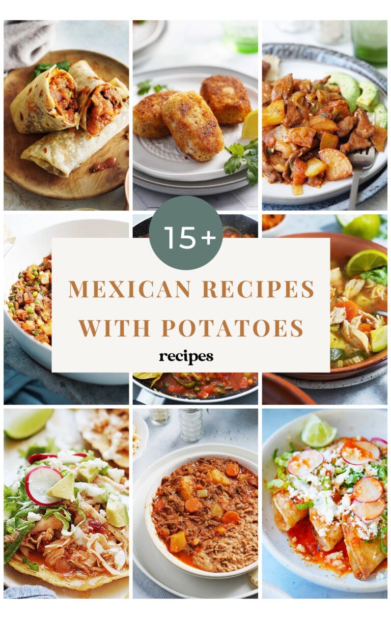 A collage of Mexican recipes with potatoes.