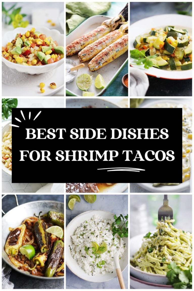 A collage of side dishes for shrimp tacos.